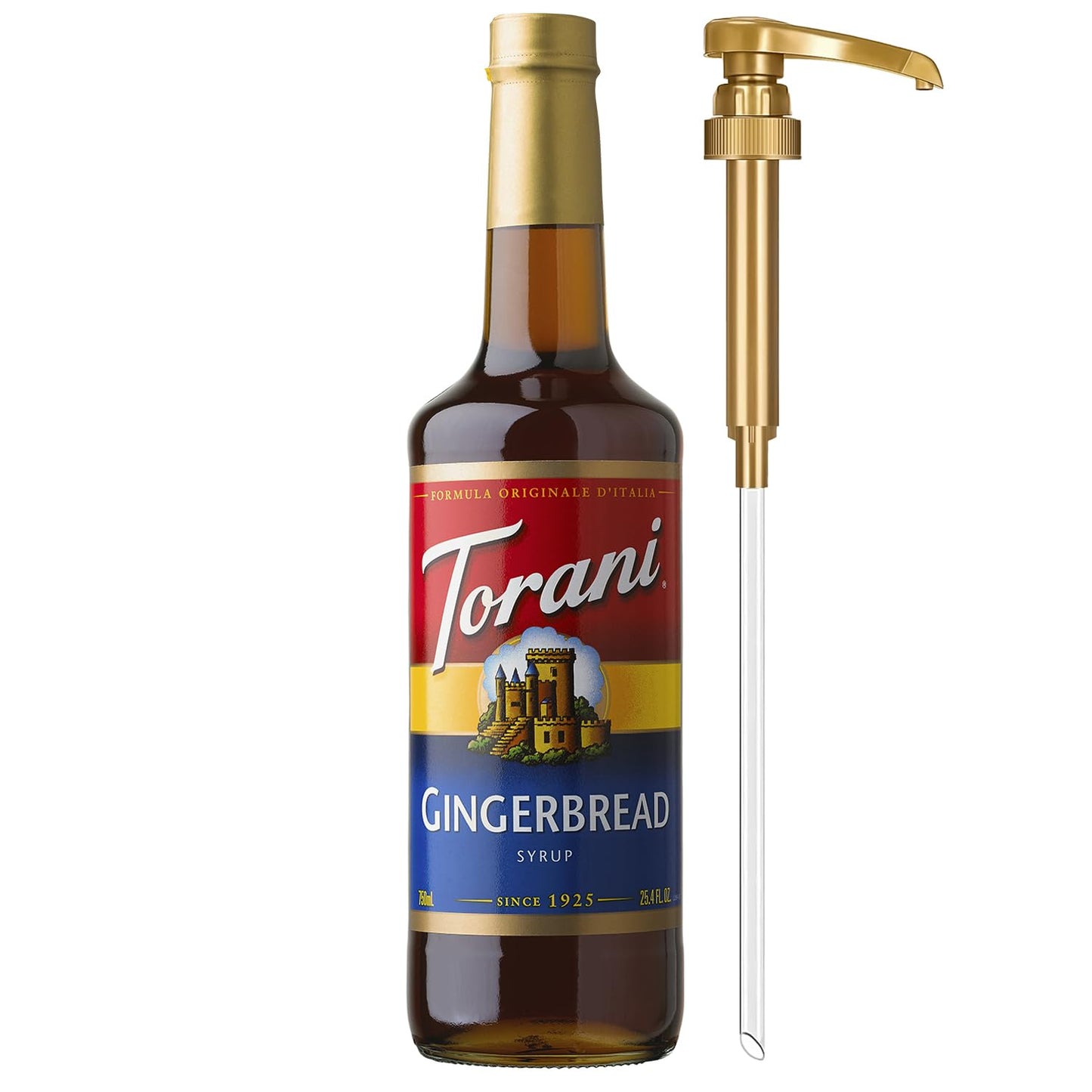 Torani Coffee Syrup Gingerbread Flavoring for Drinks Pump Included 25.4 Fl Oz