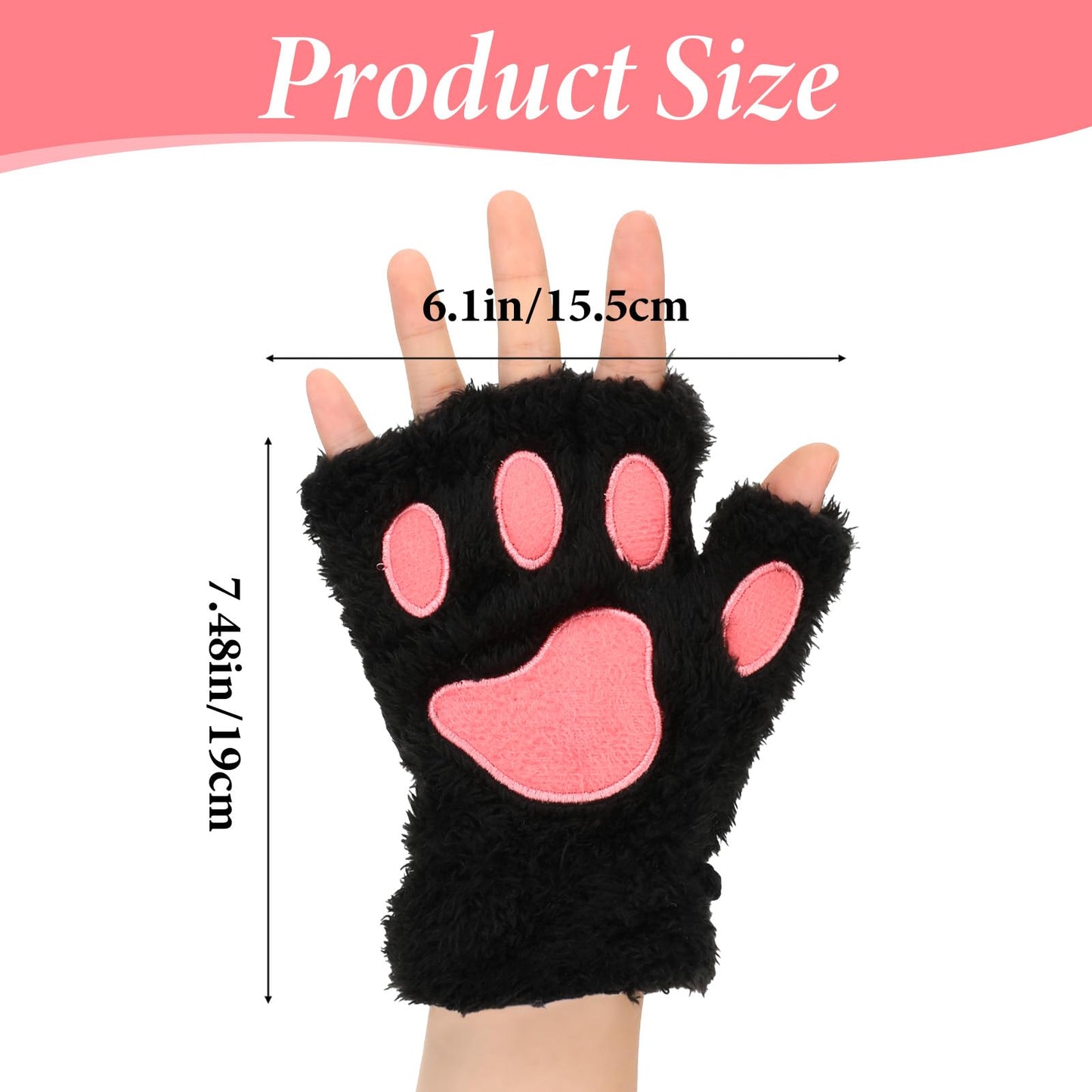 COMNICO Cat Paws Gloves Soft Hand Paw Gear Bear Furry Paw Fingerless Cat Mittens Halloween Cosplay Costume Accessories