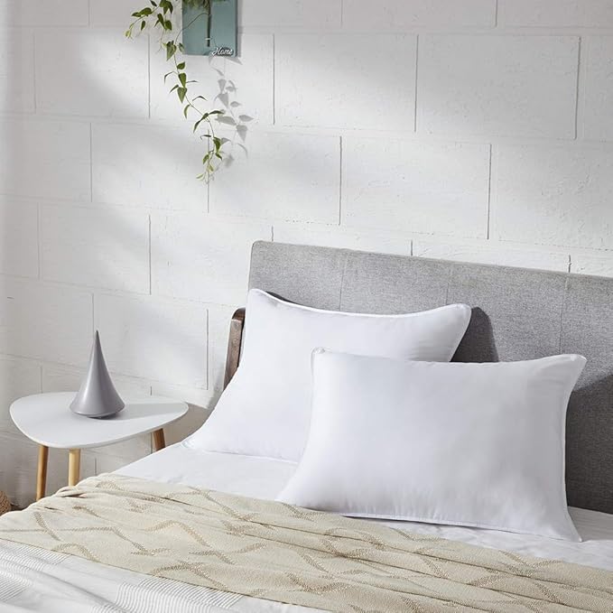Down Alternative Bed Pillow Shams Insert for Sleeping, Standard Size 20 x 26 in Set of 2, Support Luxury Plush Dorm Pillows for Stomach, Side or Back Sleeper, 2 Pack