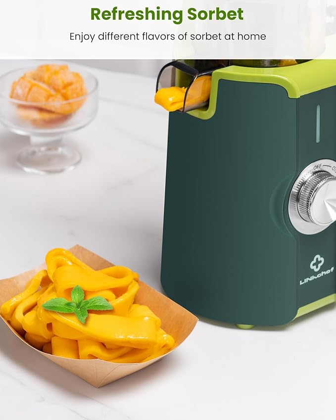 LINKChef Cold Press Juicer Machines for Vegetables and Fruits, 4.35" Wide Chute Masticating Juicer with Pulp Separator, Easy to Clean, BPA-Free, Compact Electric Slow Juice Extractor for Whole Fruit