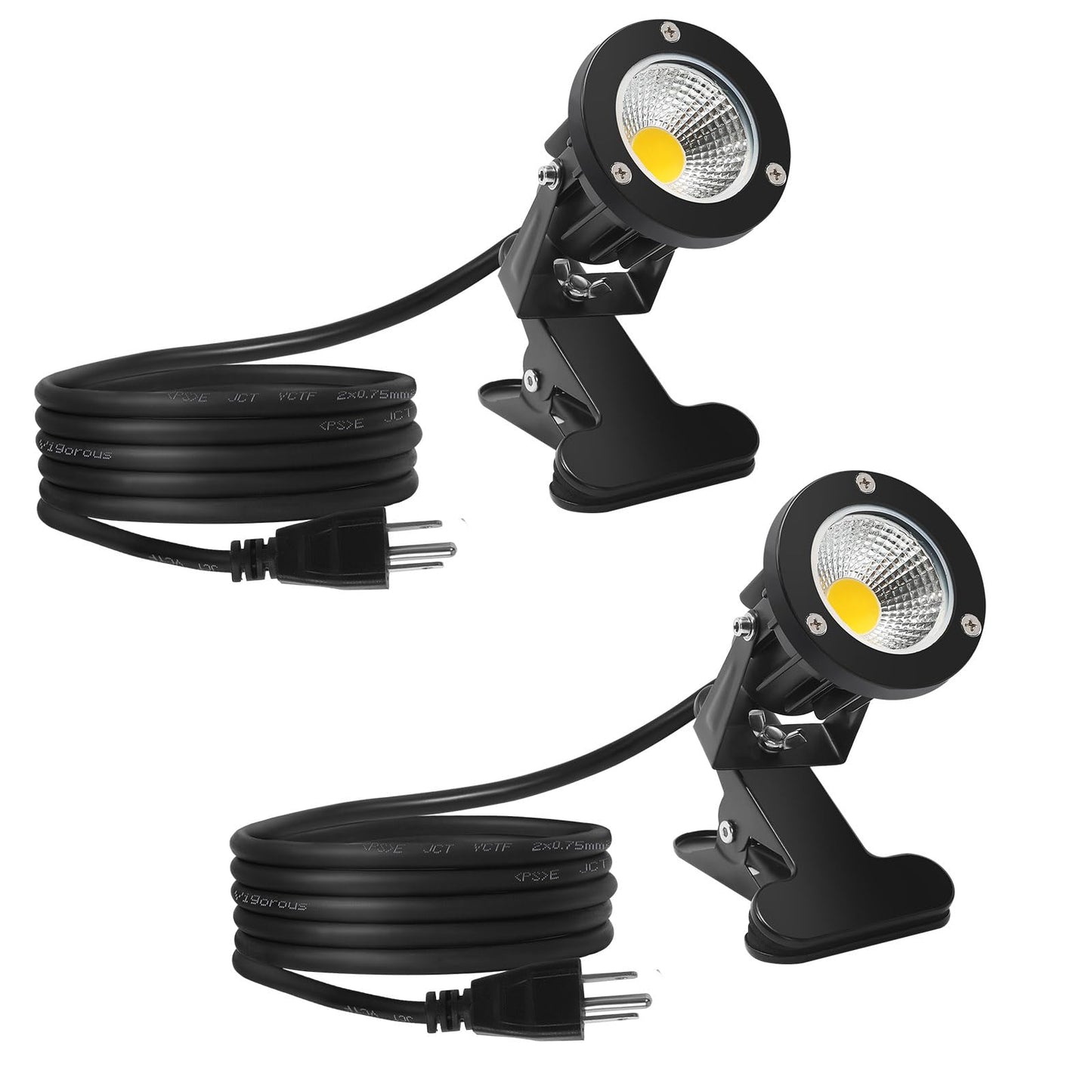 Taysing LED Spot Lights Plug in Outdoor Indoor Light 7W 3000K 6.6ft Power Cord Waterproof Landscape Lights Spotlight with Clip f