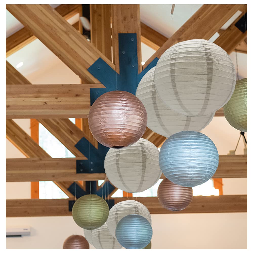 Hocansen 3pcs Paper Lanterns, Round Decorative Chinese Lanterns, 12in, Gray, Model DL-Grey for Birthday, Halloween, Wedding, Home Decor
