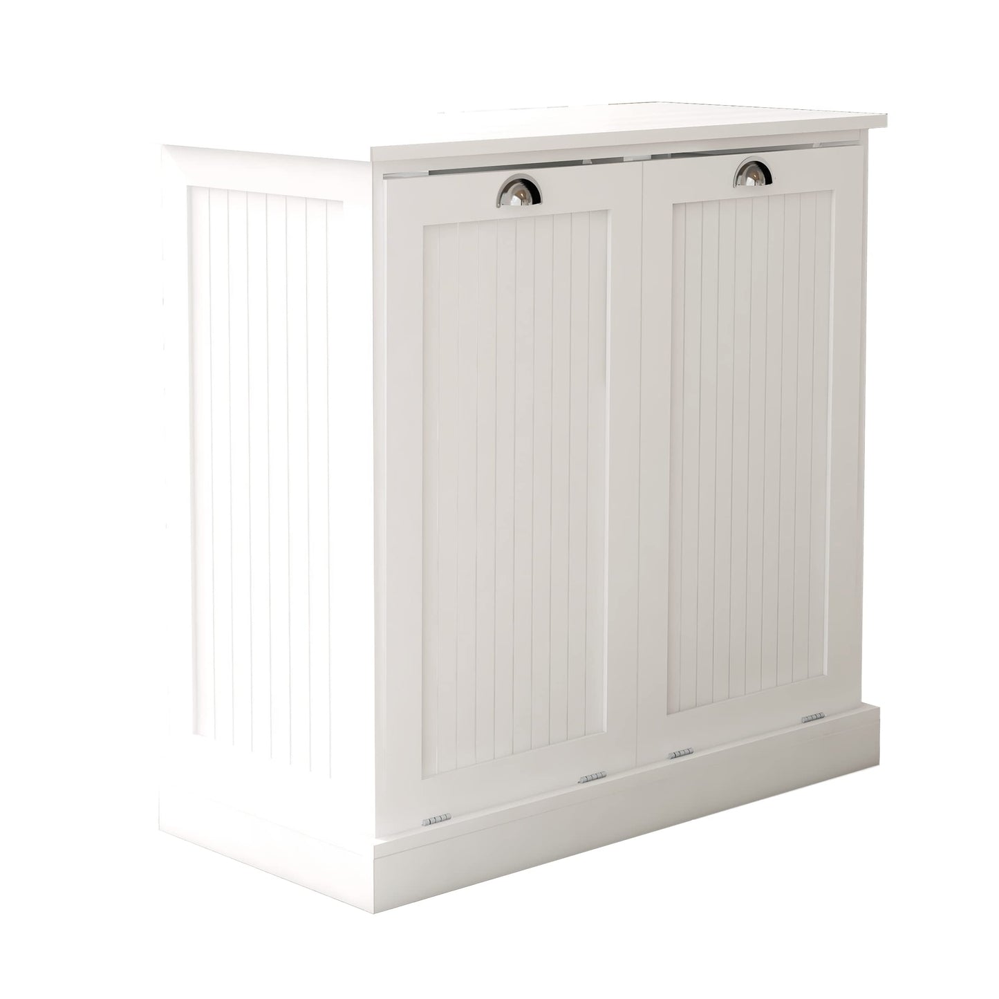 Leamoo 32.68" W x 14.57" D x 31.5" H Two-Compartment Tilt-Out Laundry Sorter Cabinet White MDF
