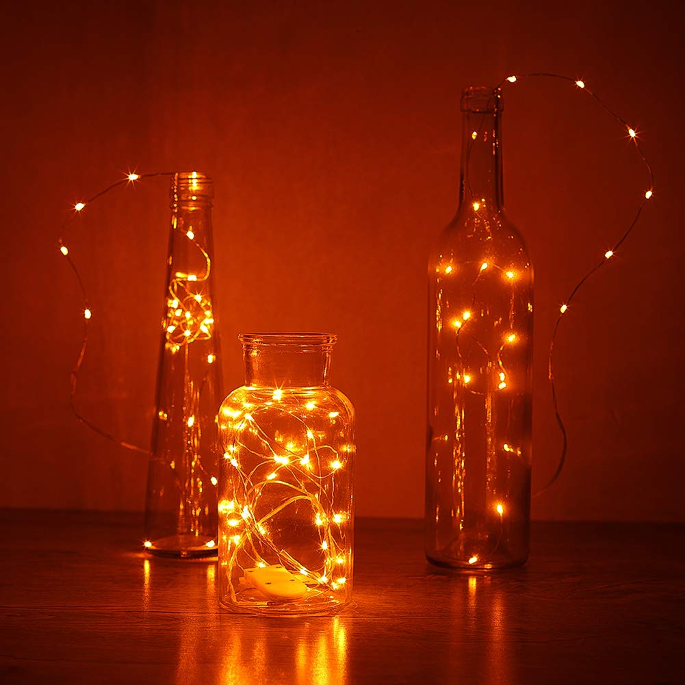 YKB 6 Pack Orange Fairy String Lights, Battery Operated, 3.3ft Silvery Copper Wire, Model SO01-SSL-0506PP