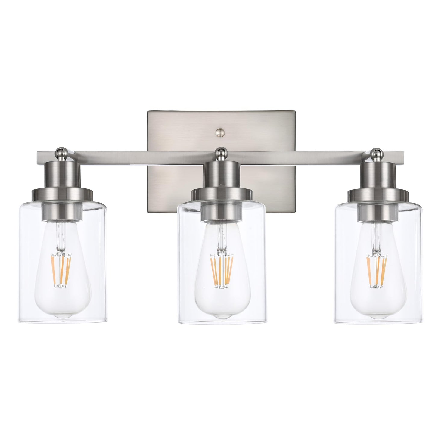 Wanluce 3 Light Track Lighting Kit Brushed Nickel Kitchen Track Lighting Fixtures Ceiling Mount Bathroom Vanity Wall Scones Light Fixture With Clear Glass Rotatable Spotlight For Kitchen Shop Hallway