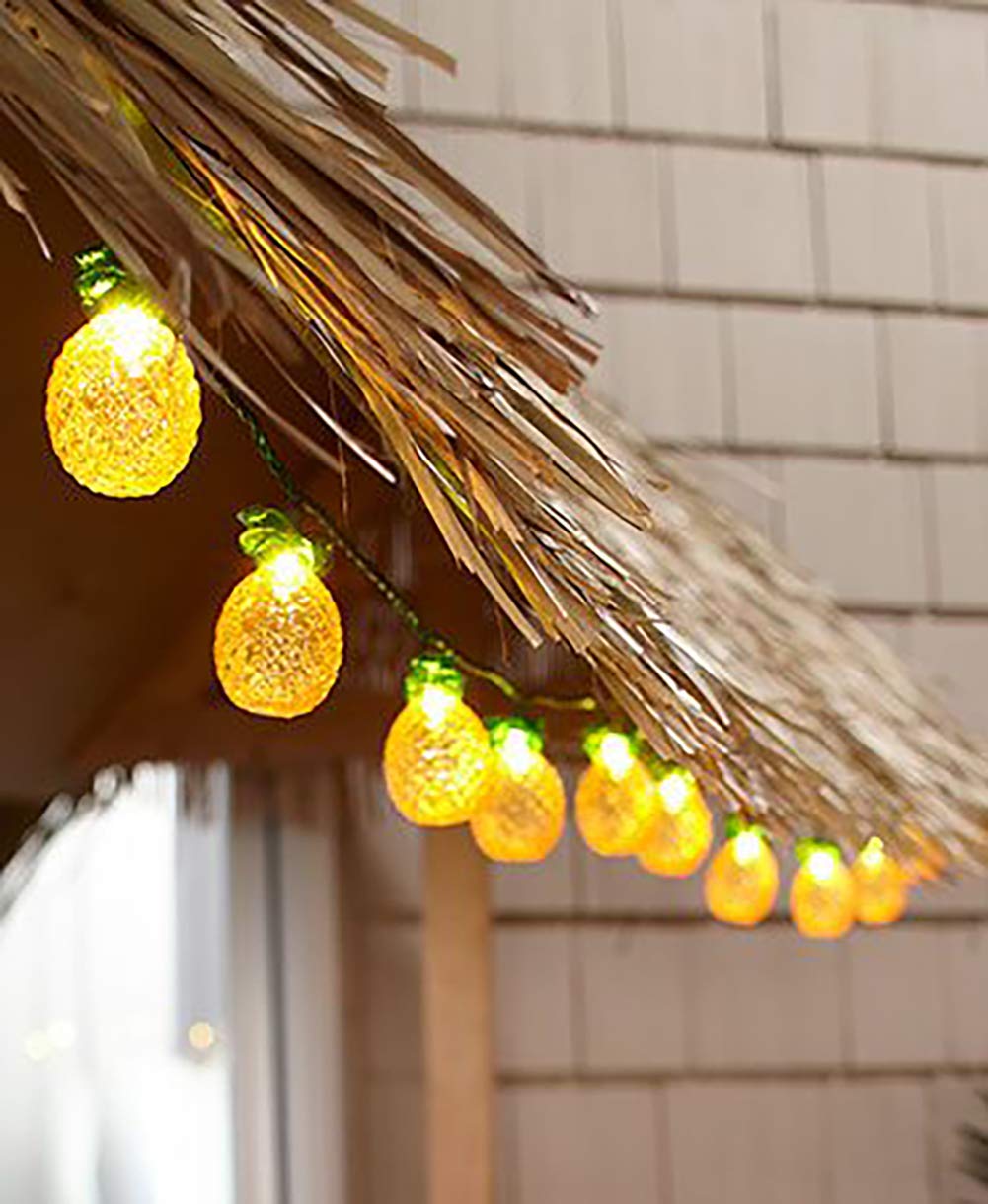 Abeja Pineapple String Lights, 8.5Ft Copper Fairy Lights, 10 Pineapple Decorations, Tropical Theme for Summer Patio, Home, Camping, Bars