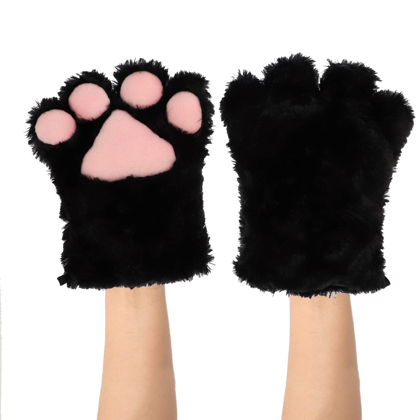 Cat Paws Gloves Cozy Animal Full Fingers Bear Claws Mitten Winter Plush Glove Halloween Cosplay Costume Prop for Kids, AGE 3+
