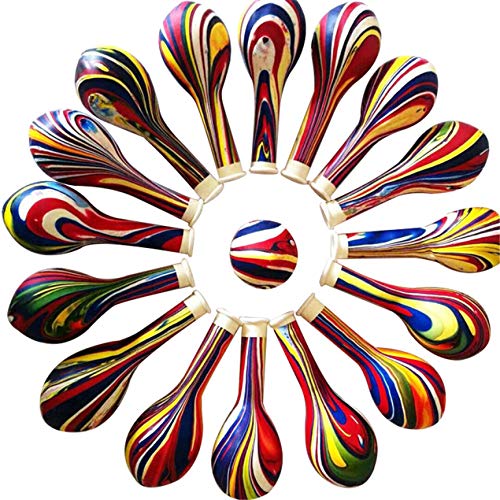 Rainbow Tie Dye Balloons 100PCS 12 Inch Agate Marble Latex Swirl Balloons For Tie Dye Birthday Party Supplies,Candyland,Ba...