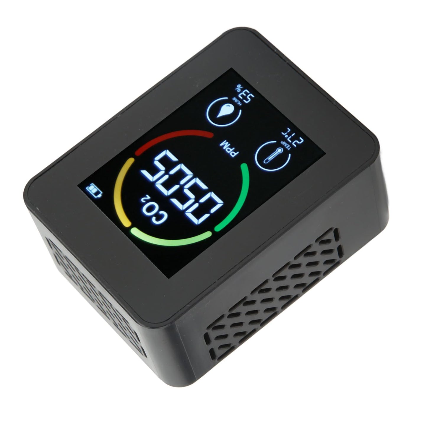 Carbon Dioxide Monitor, Infrared Sensor Ventilation Hole Temperature Humidity Testing Good Heat Dissipation CO2 Detector for Schools (Black)