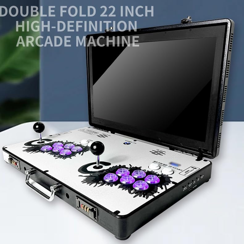 WYGAMING Portable 20000 in 1 Metal Box 3D Arcade Game Console, 22 inch Screen Retro Electronic Game Console, with Search/Hide/Save/Load/Pause Functions