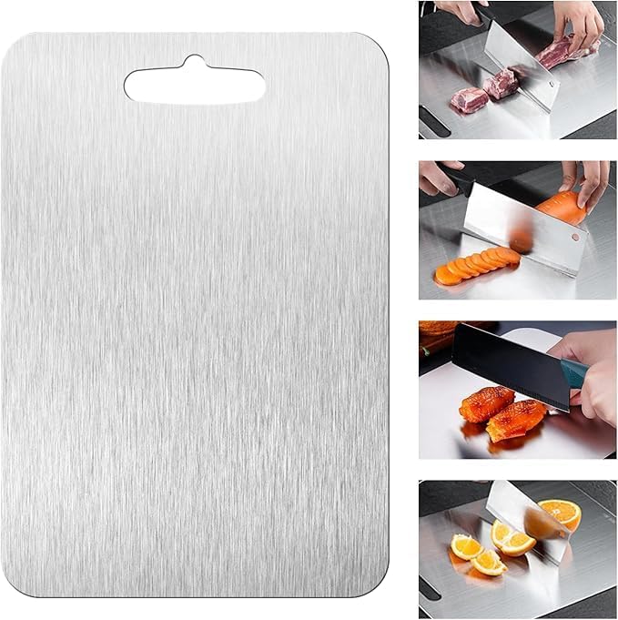 Titanium Cutting Board - 2025 New Upgrade 100% Pure Titanium Cutting Boards for Kitchen Double Sided Titanware Cutting Board,Hygiene Durable Dishwasher Safe Chopping Board (14x10 in)