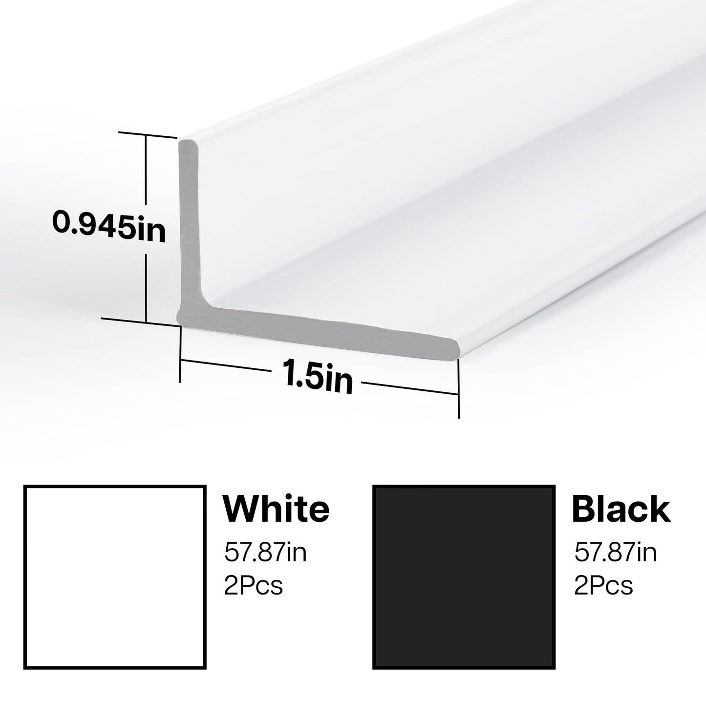 LazBlinds Light Blockers, Suitable for Roller Shades, Zebra Blinds, and Blinds Side Edge Light Blockers, Easy to Install and Cuttable Blocking Panels, White, 58", 2Pcs