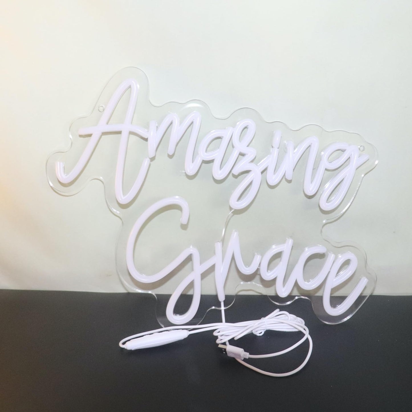 Amazing Grace Decorative Neon Sign Desk Decor Gift For Wife Husband Christian Wedding Gifts Christian Desk Sign For Home Office Wall Decor (Warm White)