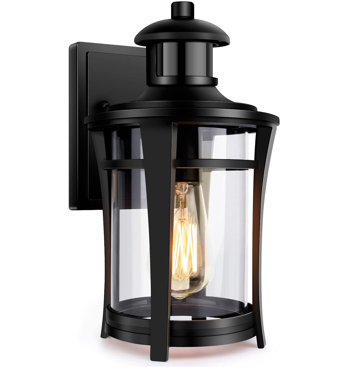 Lamomo Motion Sensor Outdoor Lights - Waterproof Aluminum Porch Light Fixture, 1 Pack, Black, Model 0289, Dusk To Dawn, Motion Activated