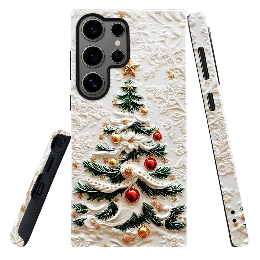 DAIZAG Case for Samsung Galaxy S24 Ultra,Military-Grade Protection Cover,Christmas Tree Snowflake Pattern(Glossy)