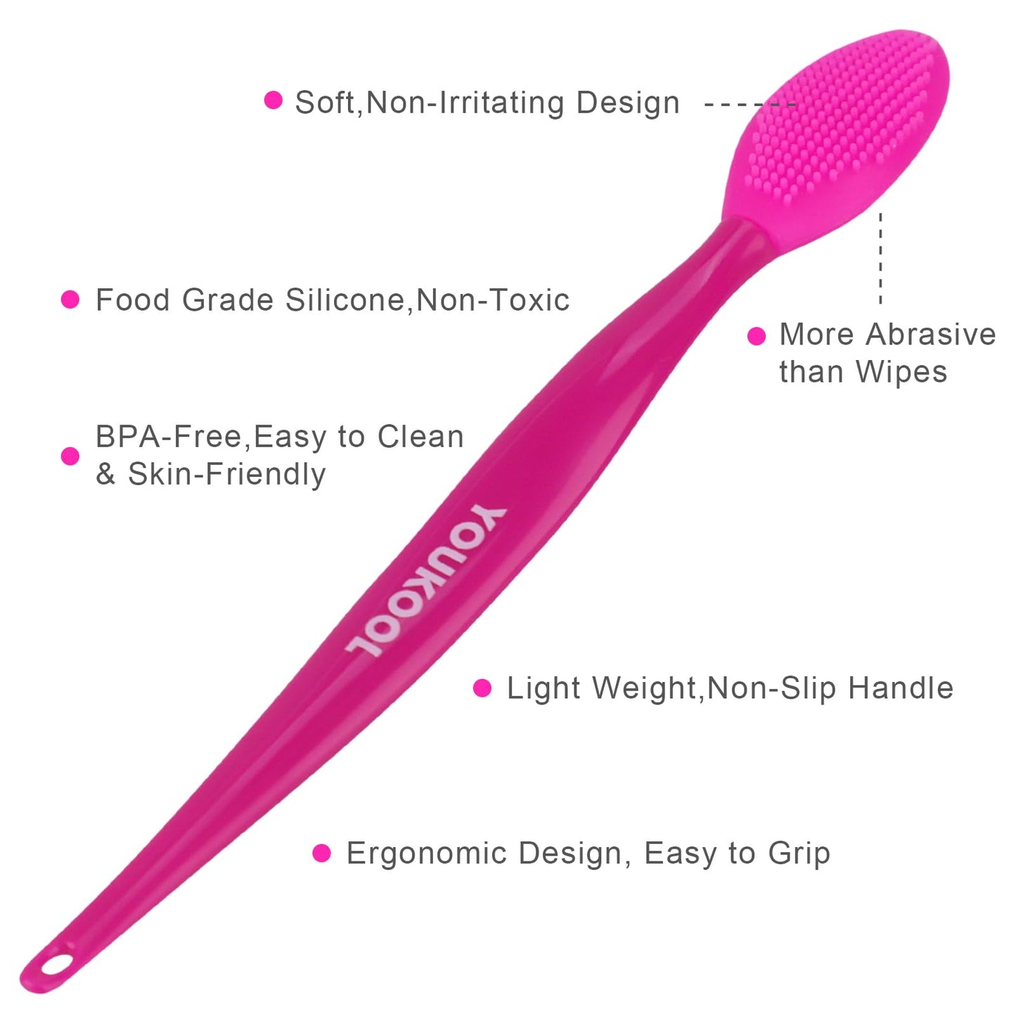 Lip Scrub Brush,Double-Sided Silicone Exfoliating Lip Brush Tool for Smoother and Fuller Lip Appearance,Fuchsia,2pcs