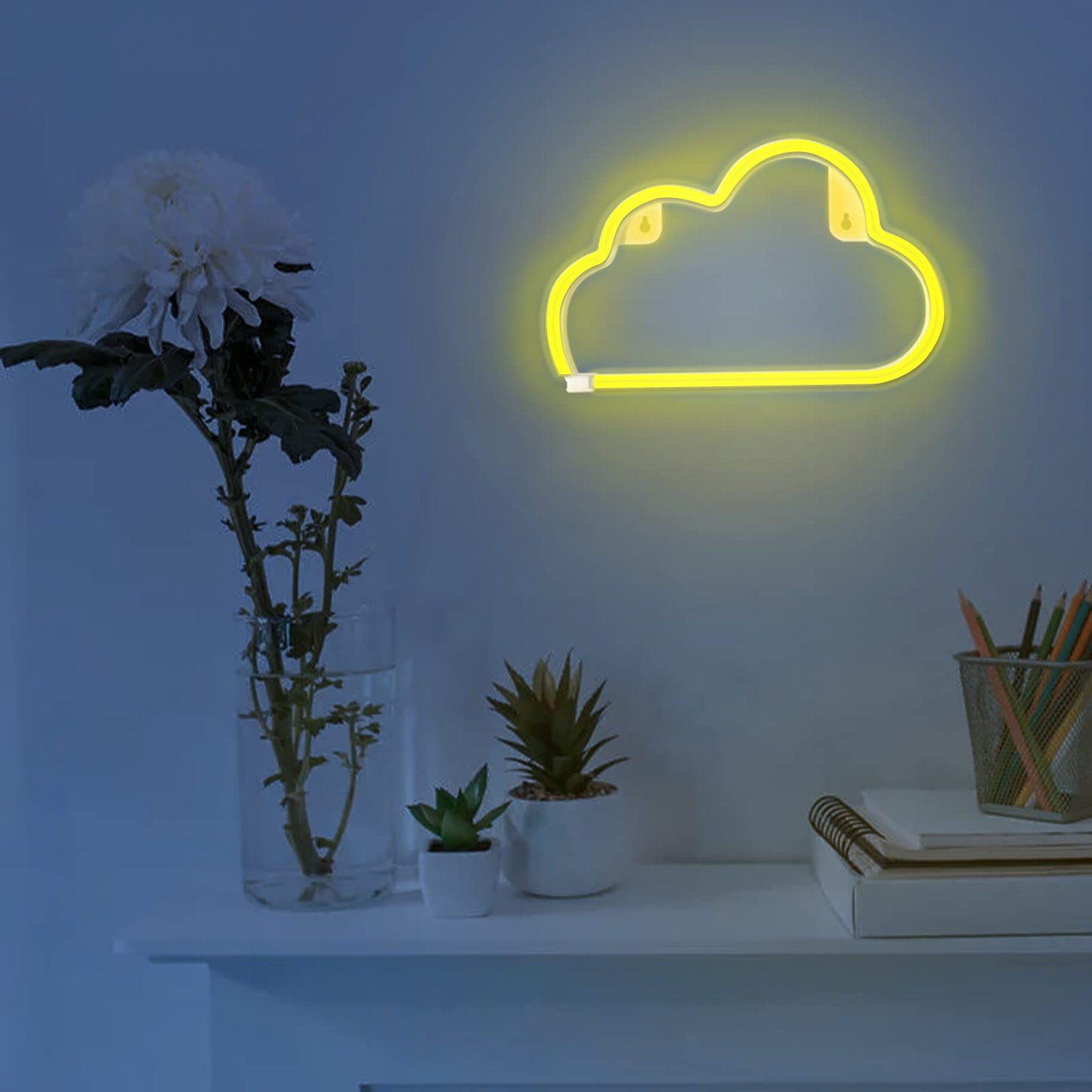 Bernicekelly Led Cloud Neon Light, Yellow, Battery/Usb Powered, Wall Decor For Bedroom, Model Yyi-50