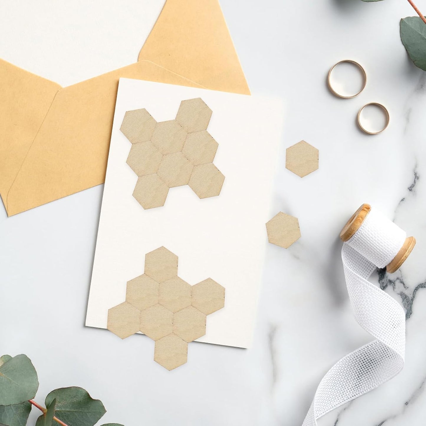 HEALLILY Wood Pieces, 200PCS Hexagon Wood Shape Beech Hexagonal Cutout Shapes Mosaic Tile Ornaments Embellishment DIY Crafts Decorations for Wedding Birthday Christmas (10mm)