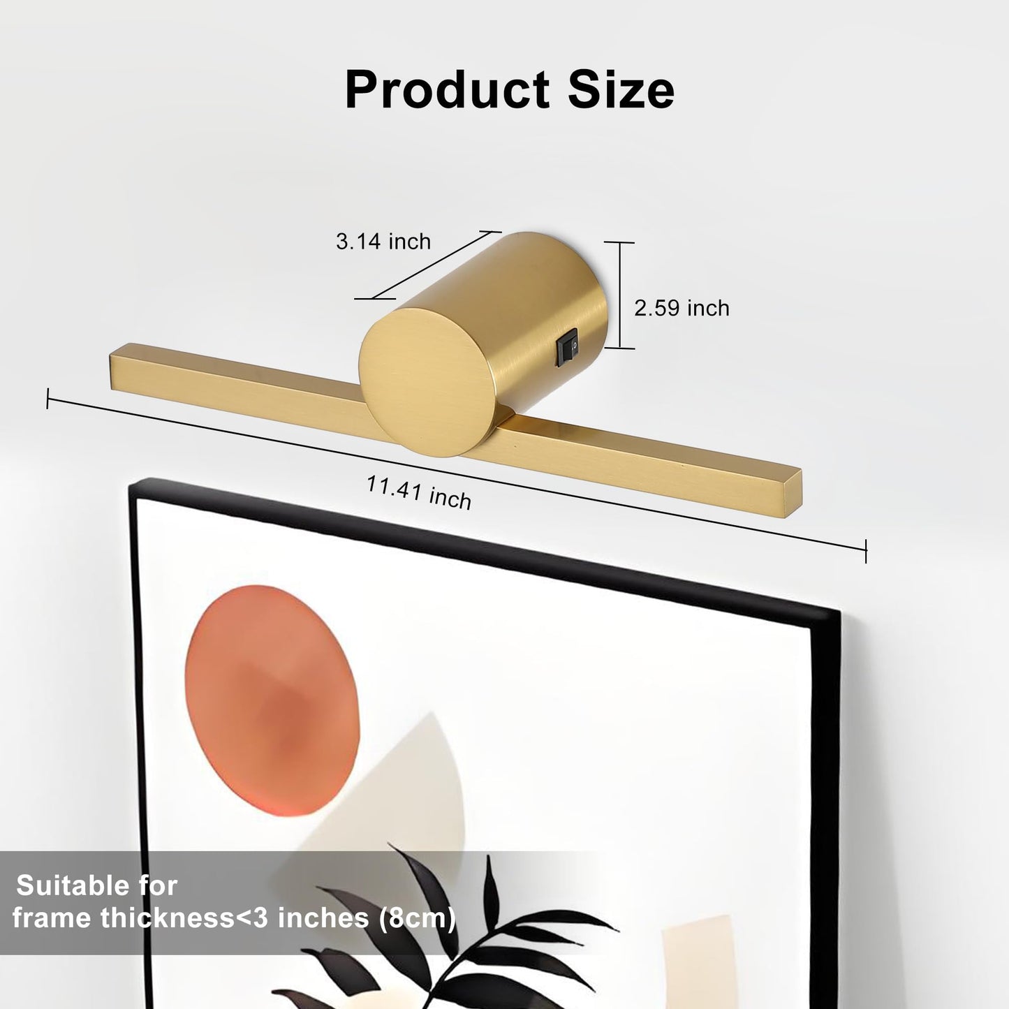Zitostory Battery Operated Picture Light With Remote Wireless Dimmable Art Lights For discomfort-reducingtings Rechargeable Gallery Light Artwork Lighting For Canvas Portrait (Gold 11.4 Inch)