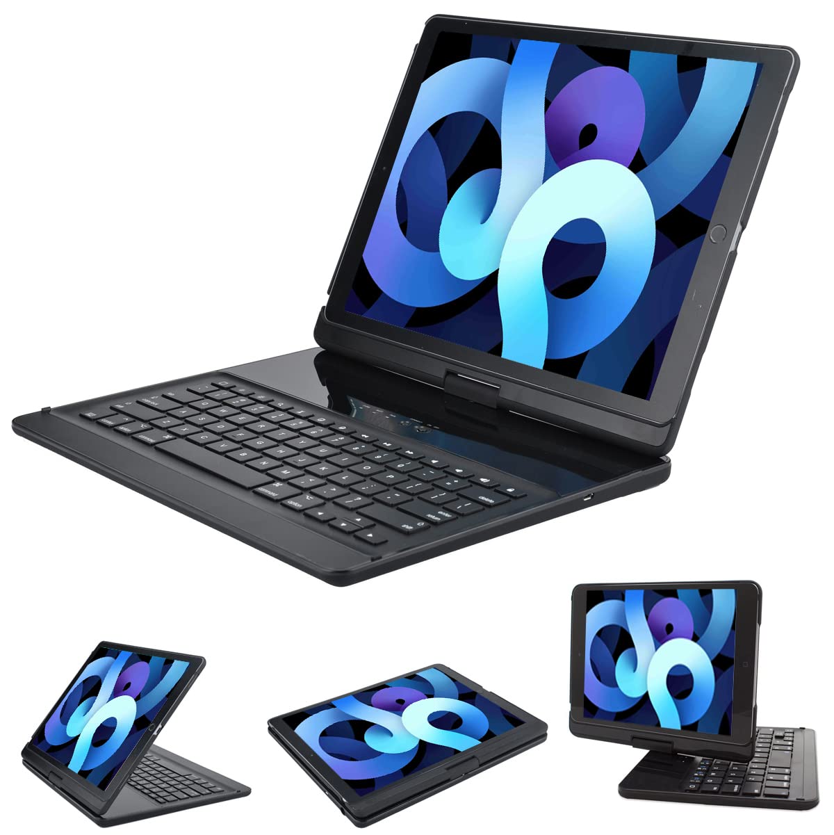 LENRICH iPad pro 12.9 case with Keyboard 2017 2nd 2015 1st Generation 360 Rotatable Wireless Folio 180 Swivel Stand Hard Cover Auto Sleep Wake up-New