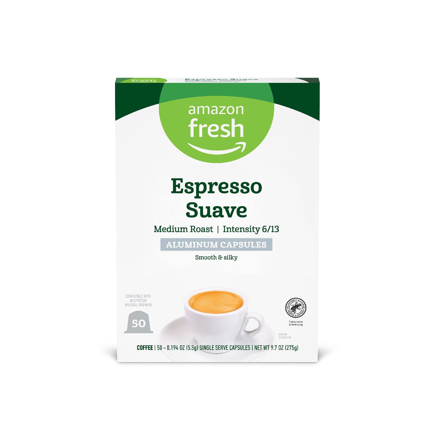 large online retailer Fresh Espresso Suave Medium Roast Aluminum Capsules Compatible with Nespresso Original malt-inspired Intensity 6/13 50 Count (5 Packs of 10)