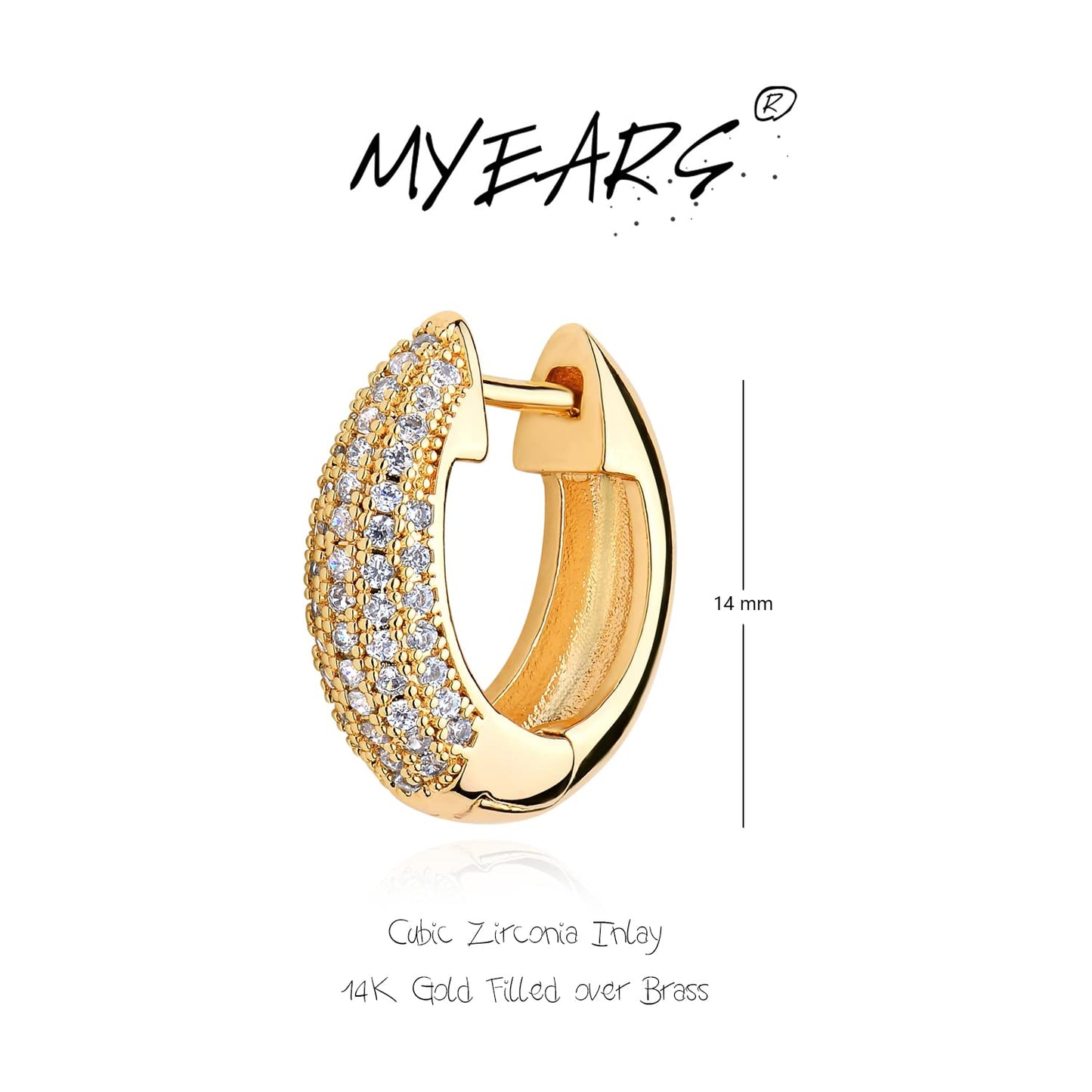 MYEARS Women Waterdrop Earrings Gold Huggie Hoop Ear Stud Cuff Cubic Zirconia 14K Small Simple Hypoallergenic Everyday Jewelry