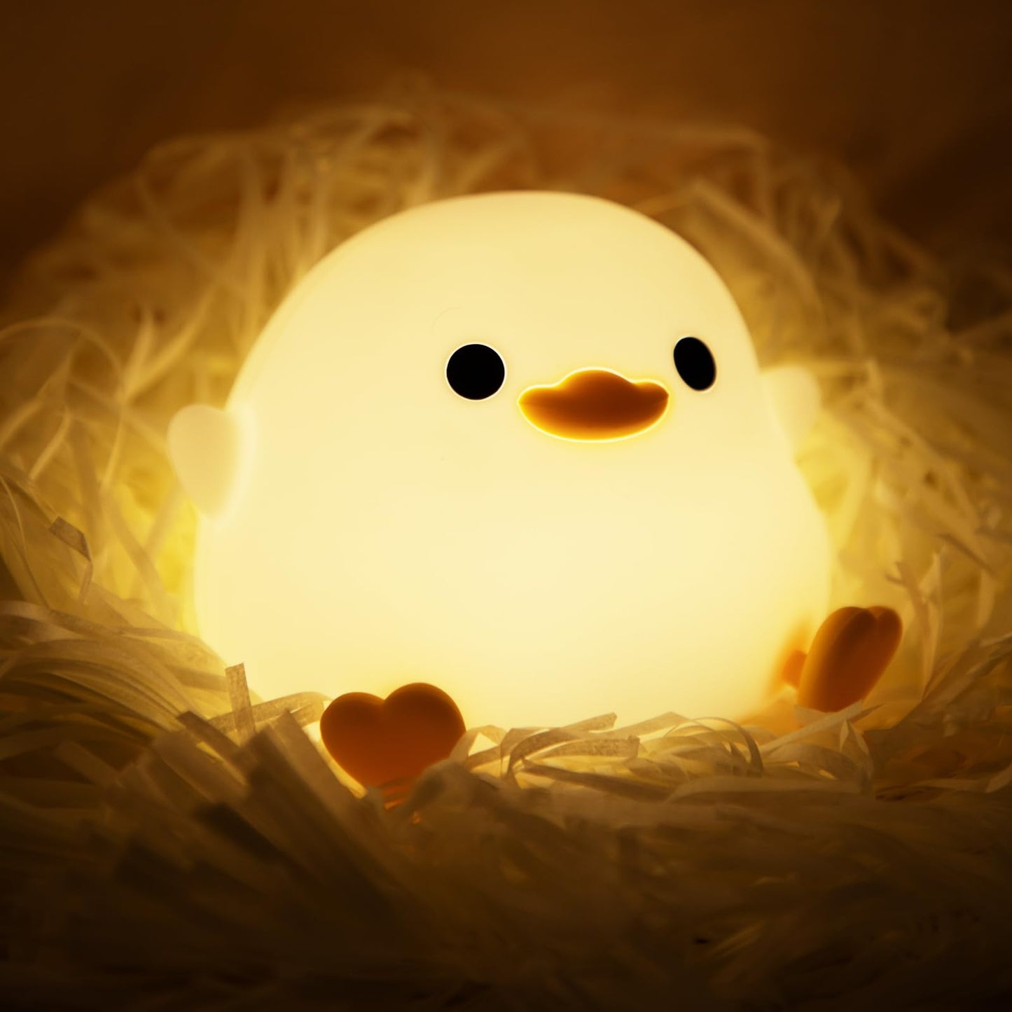 Beszeith Kawaii Duck Night Light,Squishy Bean Shape DoDo Duck Lamp with Dimmable LED, Safe Silicone Nightlight for Nursery, Rech