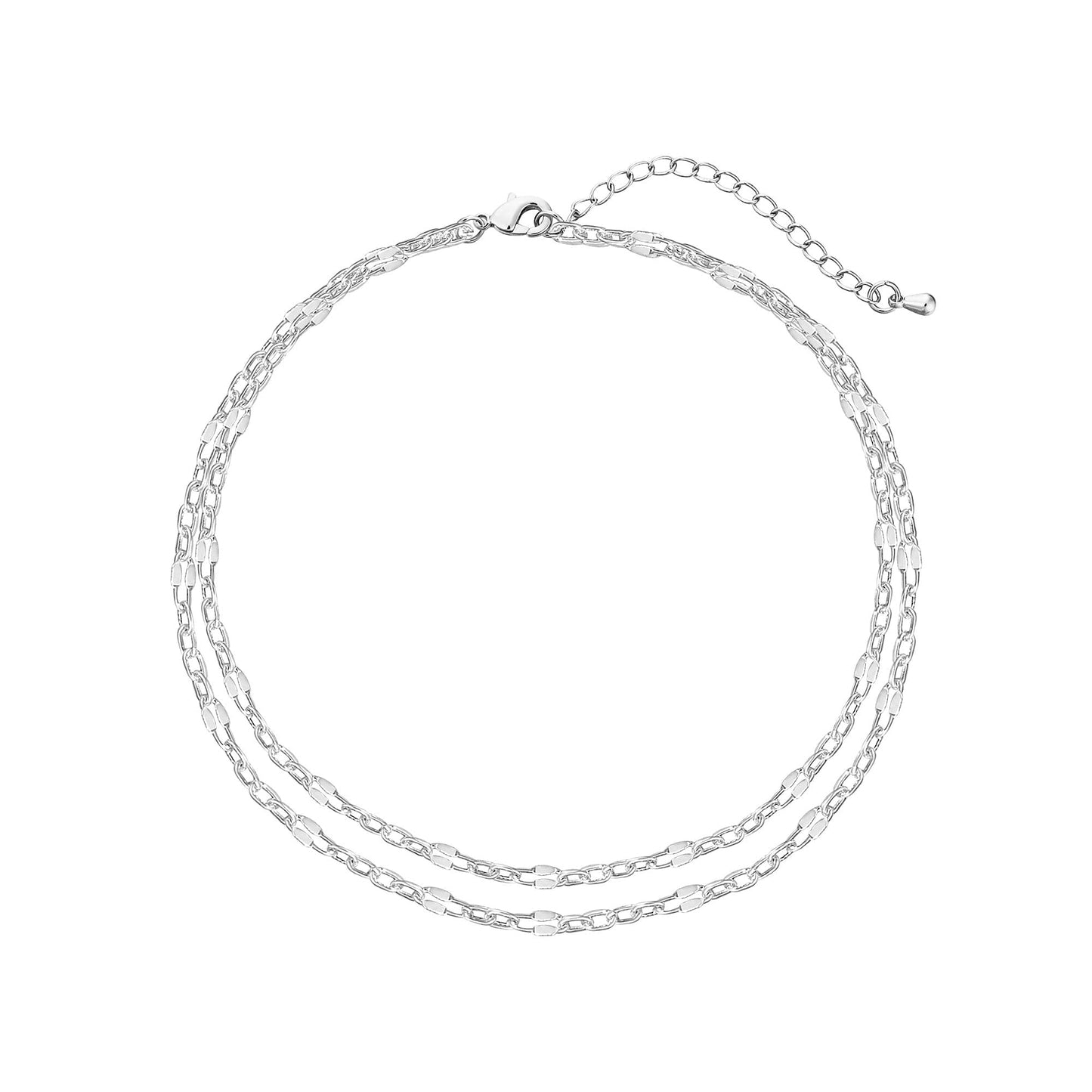 Tasiso Silver Plated Simple Lip Chain Bracelets Delicate Layered Link Bracelets for Women Dainty Layering Bracelet Hand Jewelry