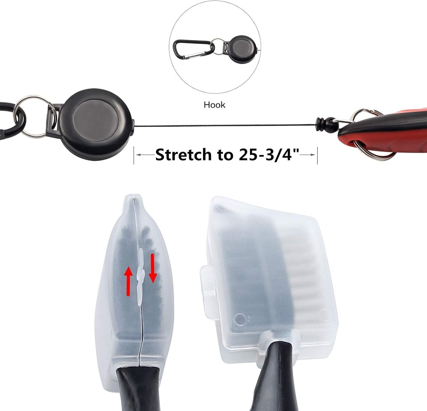Pack of 2 Golf Club Brush Groove Cleaner with Retractable Zip-line and Aluminum Carabiner Cleaning Tools