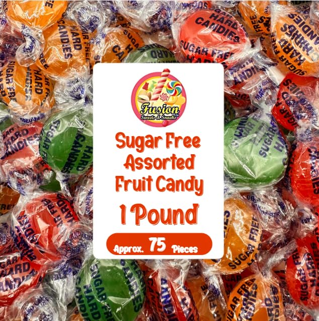 Arcor Sugar Free Assorted Fruit Flavor Hard Candy - 1 lb Bulk Bag (Approx 75 Count) - Cherry, Lime, Orange Individually Wra