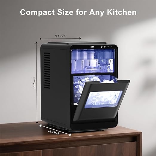 Northair Crescent ice Cube Machine 35Lbs/24H, 16Pcs in 12Mins ,Timer Portable Ice Maker for Home/Office/bar/Party(1, Black, 2.2L)