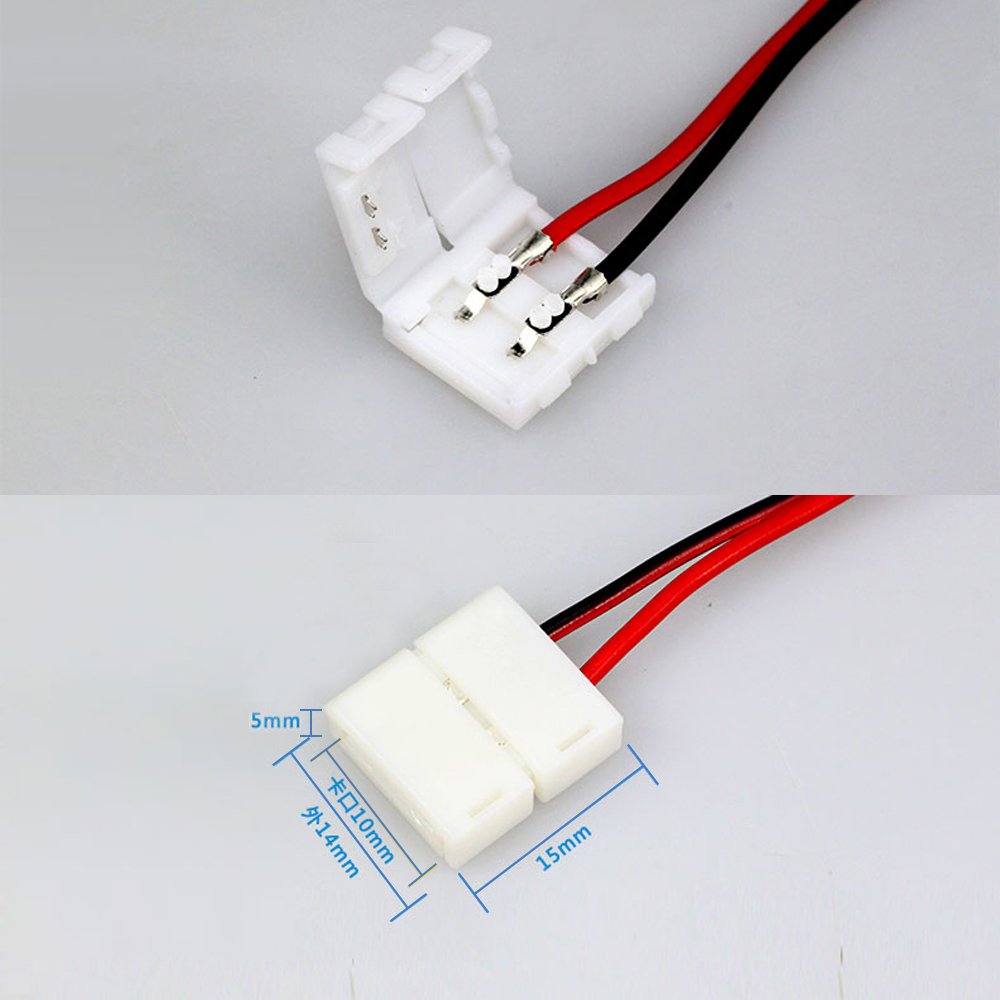 Evz 10Pcs Led 5050 Single Colour Strip Light Connector 2 Pin Conductor 10 Mm Wide Strip Jumper