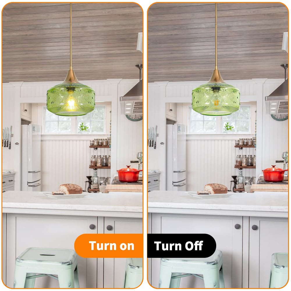 Retro Gold Pendant Light Fixtures Kitchen Island Lighting Brass Pendant Light With Large Thickened Green Glass Globe Shade Adjustable Hanging Light For Dining Room Bathroom Entryway Rotation Angle