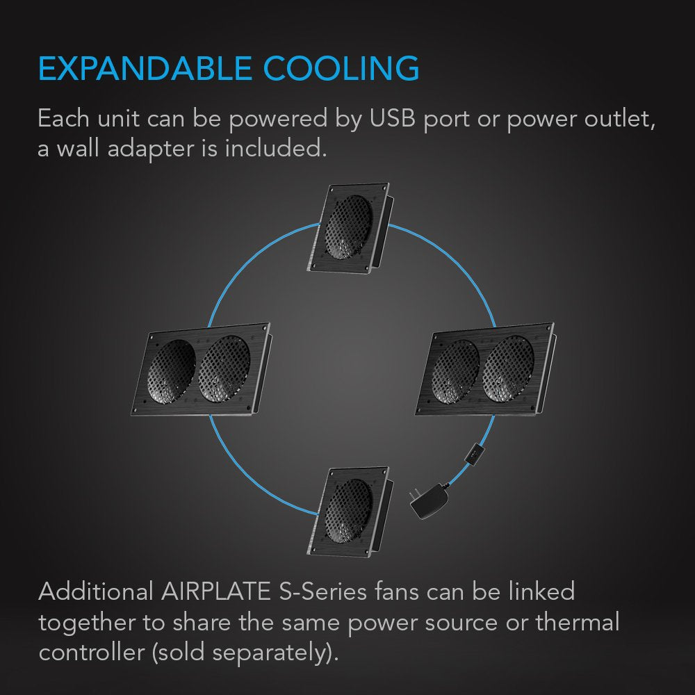 Ac Infinity Airplate S3, Quiet Cooling Fan System 6 With Speed Control, For Home Theater Av Cabinets