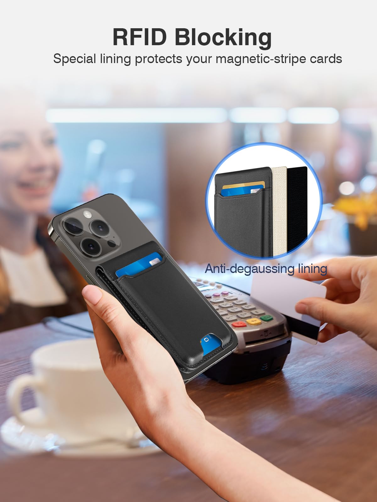 Topmade For Magsafe Wallet, Magnetic Card Holder With Adjustable Phone Stand, Open Id Window, Leather Magnetic Phone Wallet For
