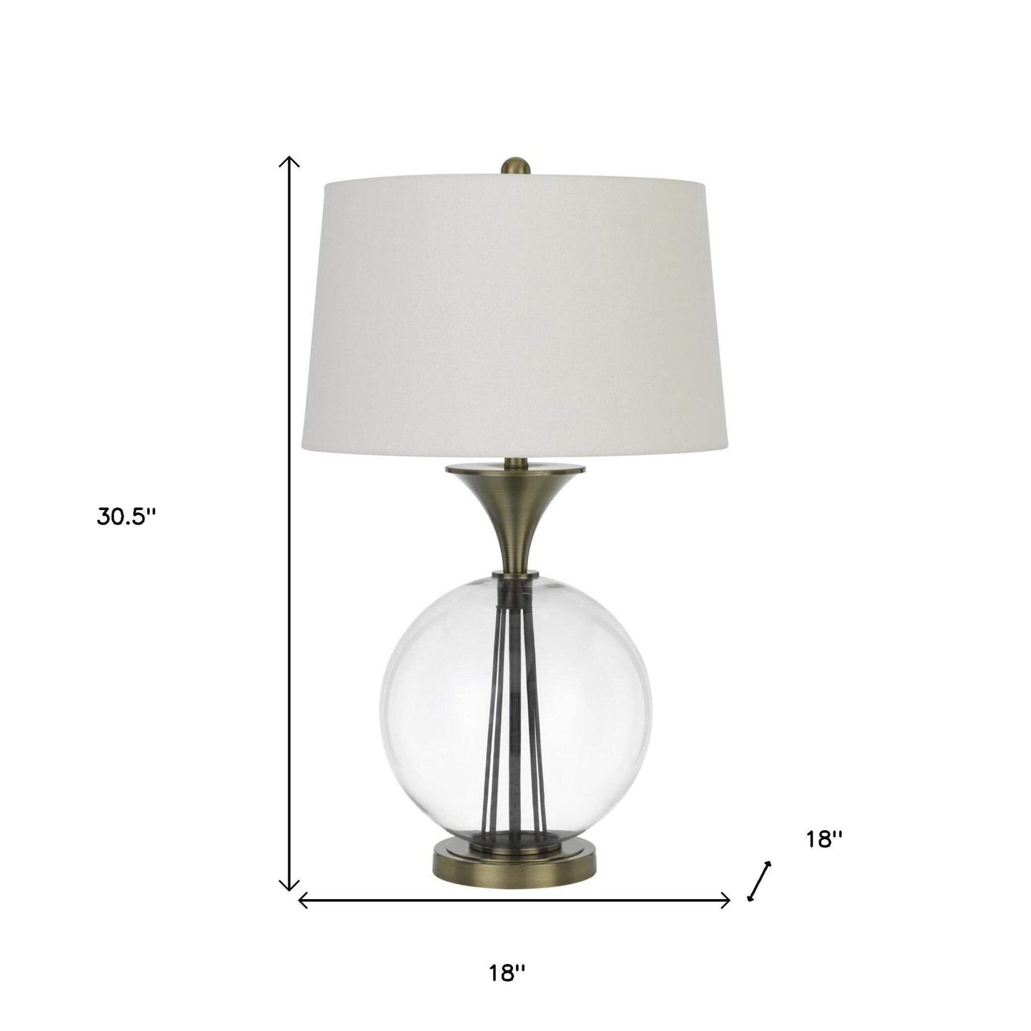 HomeRoots Metal Table Lamp with White Empire Shade, 31 in., Model 524715