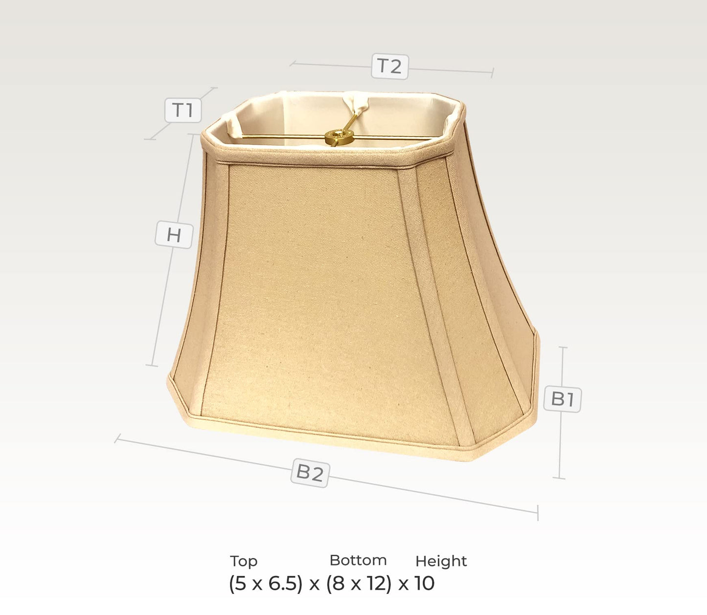 Royal Designs, Inc. Basic Lamp Shade, Rectangle Cut Corner, 6.5 x 12 x 10, Linen Beige, Model BSO-710-12LNBG