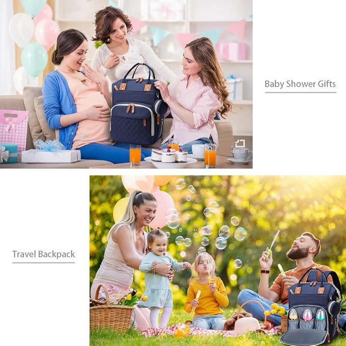 Diaper Bag Backpack Baby Bag, Baby Girl Boy Diaper Bag for Dad Mom with Pad, 16 Pockets, Pacifier Case, Large Diaper Bags Unisex for Travel (Blue)