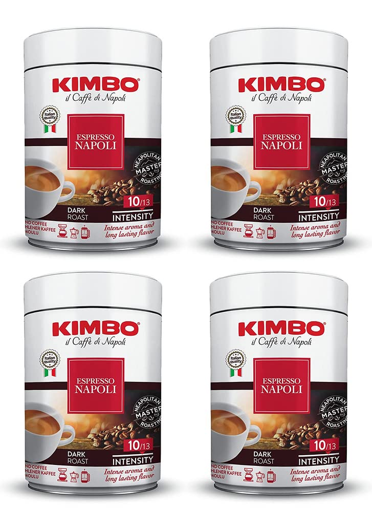Kimbo Caffe Espresso Napoletano Ground Coffee - 8.8 oz can Pack of 4