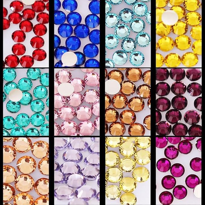 Rhinestones for Bedazzling with B7000 Glue, Light Blue Brown 2mm 3mm 4mm 5mm 6mm (SS8-SS30) Non-Hotfix Flatback Diamonds Kit, Na