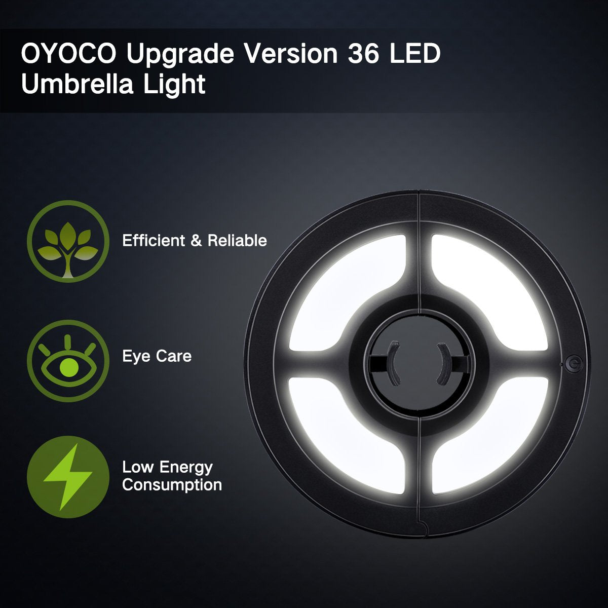 Oyoco Patio Umbrella Light 2 Brightness Mode Cordless 36 Led Lights At 220 Lux- 3 X Aa Battery Operated Umbrella Pole Light For Patio Umbrellas Camping Tents Or Outdoor Use(36 Led Cool White)