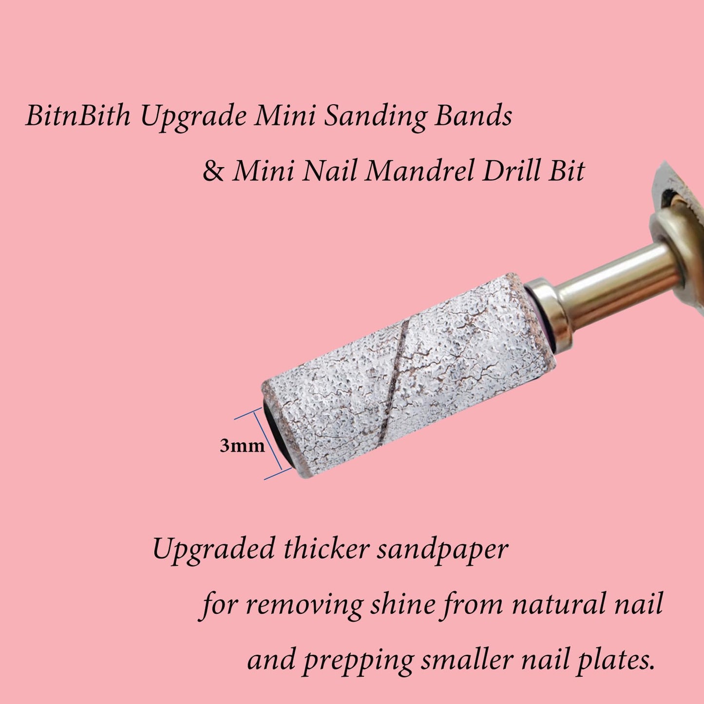 BITNBITH 100pcs Small Nail Sanding Bands for Nail Drill, 3.1mm Mini Nail Sanding Mandrel Bits 180 Grit Fine Nail File Bits for A