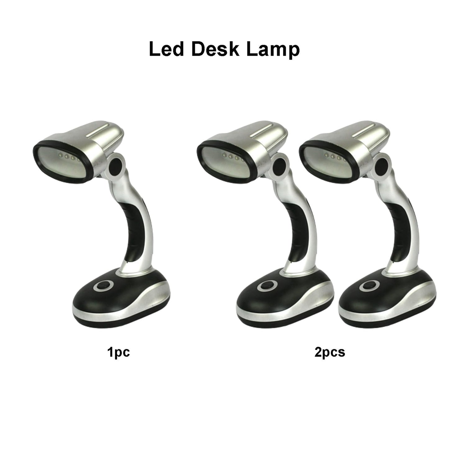 Ragyzity Led Desk Lamp 12 Led Portable Battery-Powered Table Lamp Bedside & Camping Light Bright Work And Reading Light For Computer Home Or Outdoor Use (Black Silver)