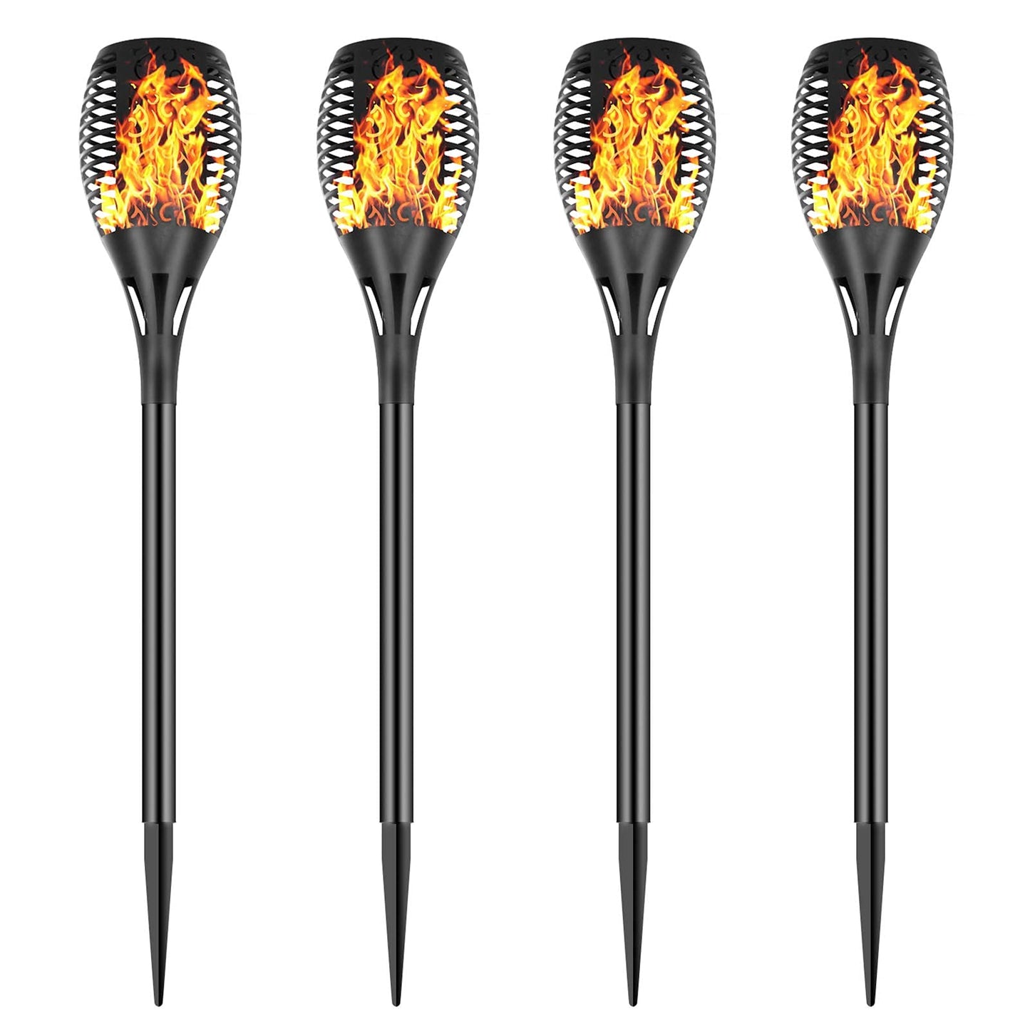 Permande Solar Torch Lights, Flickering Flame Effect, Waterproof, 4 Pack, Black, Model Sl33