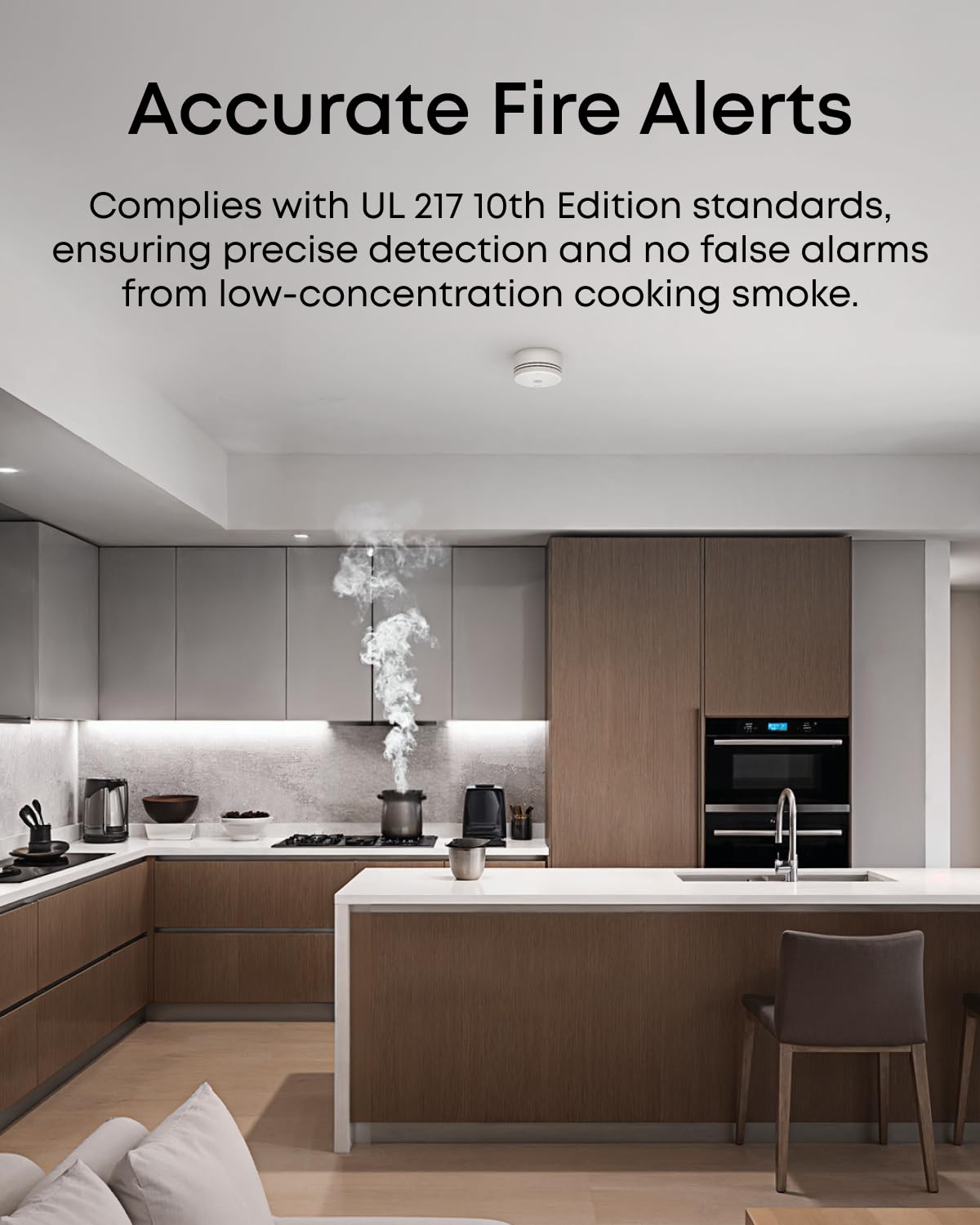 eufy Smoke Alarm E10, Accurate Fire Alerts, Ultra-Compact 70 mm Design,Extended 5-Year Battery Life, Long Communication Range, Requires HomeBase 2, 3, Mini, or Pro