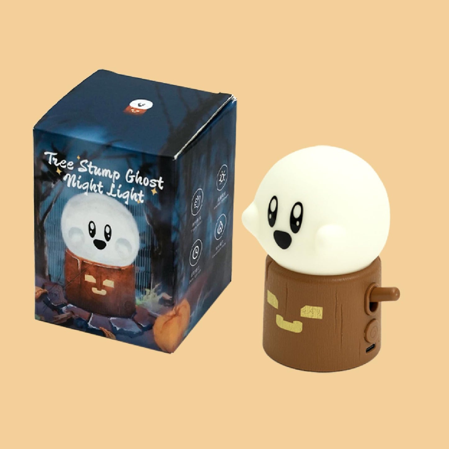 Deogos Ghost Campfire Night Light Small Ambient Lamp Cute Night Light 2 Modes/Rechargeable/Cordless/Dimmable Brightness Warm Lamps For Kids Sleep Buddy Work/Study Buddy Gift