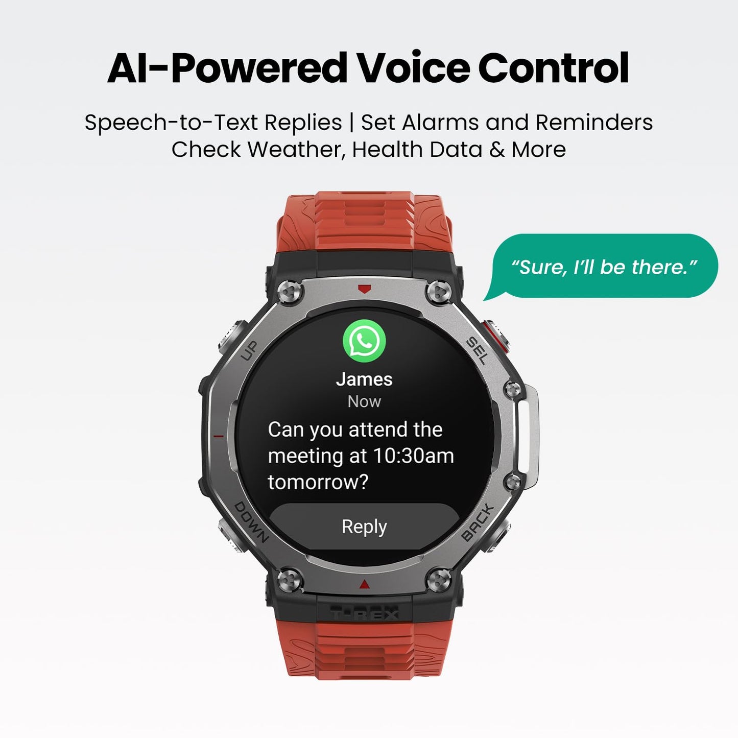 Amazfit Refurbished T-Rex 3 Rugged Military Smart Watch 48mm, GPS, Offline Maps, 100m Water-Resistant, Outdoor Fitness Smartwatch for Men, 170 Sport Modes, AI, Voice Control, Renewed (Lava)