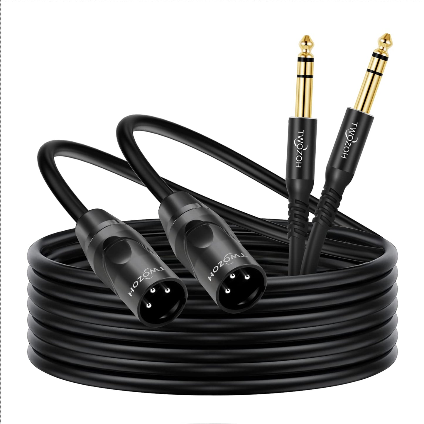 Twozoh 1FT 2 Pack 1/4 Inch to XLR Male Stereo Guitar Cable (Professional/HiFi)