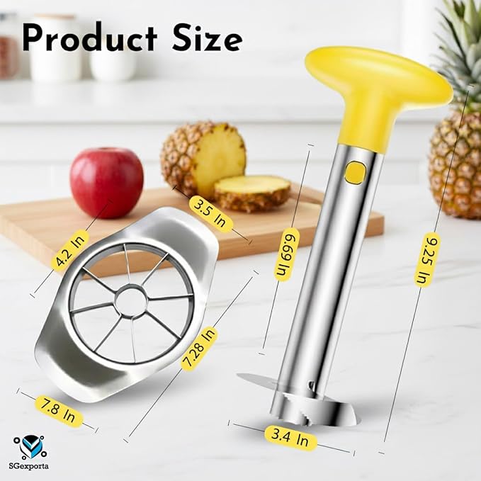 Pineapple Cutter and Corer Tool – Stainless Steel Pineapple Slicer with Easy Grip Handle – 2-in-1 Fruit Peeler, Corer & Slicer for Perfect Pineapple Rings – Kitchen Gadget for Home & Chefs