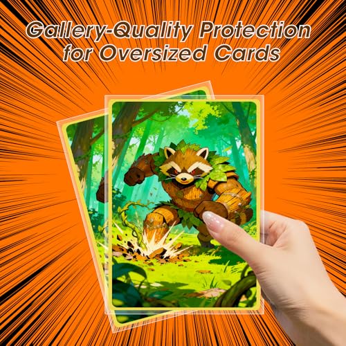 100 Pack Jumbo Card Sleeves Size L (5.4"x7.5") 4 Mil - Oversized Card Sleeves for Thick Trading Cards, Sports & Photos Sto...